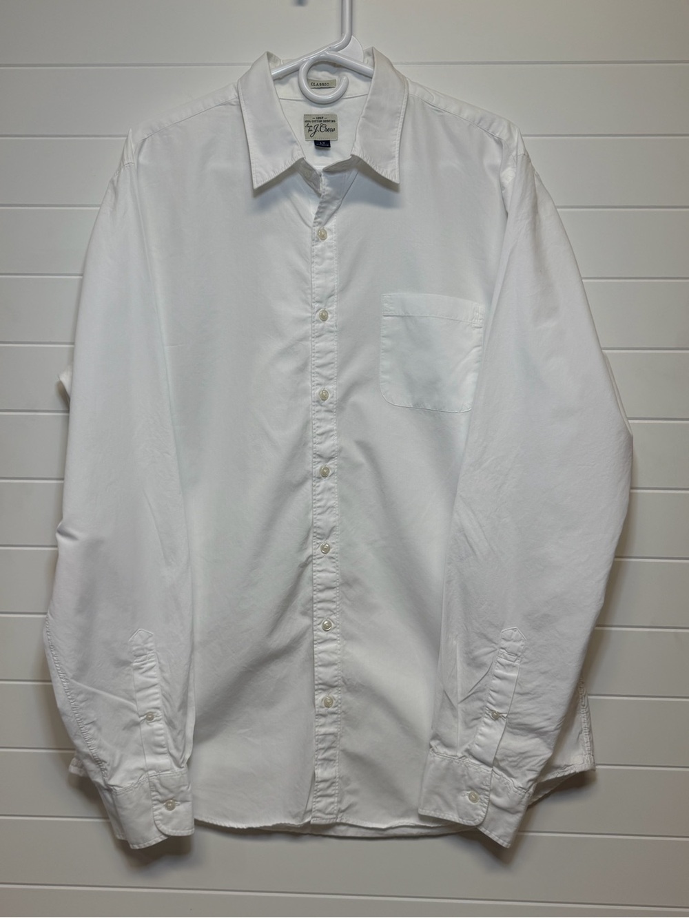 J.Crew Men’s White 100% Cotton Button-Up Shirt Large Tall